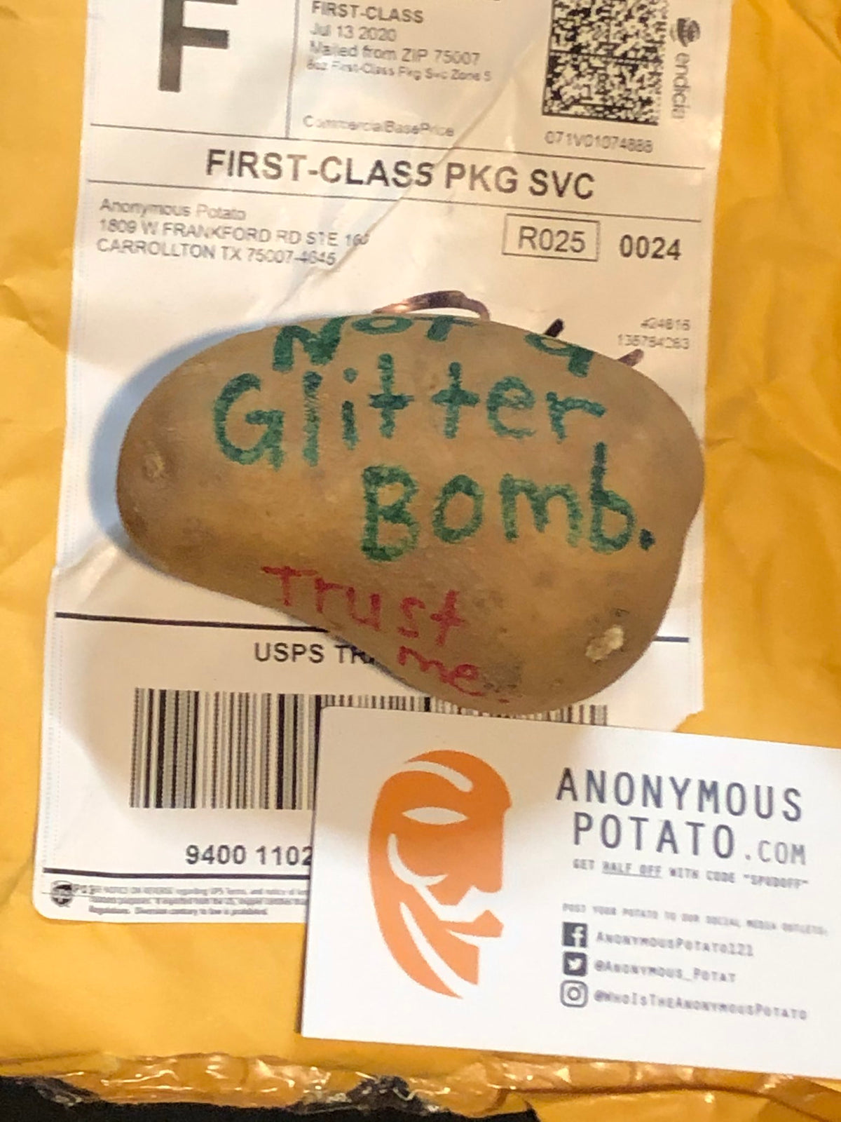 Mail A Custom Anonymous Potato